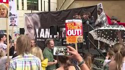CLEAN : Musicians sing anti May Liar Liar election song outside BBC News Clip