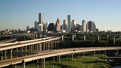 Houston, Texas, USA, highway, city skyline Stock Footage