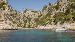 Entering a hidden Calanque near Cassis Stock Footage