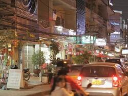 WS street at night / Vientiane, Laos Stock Footage