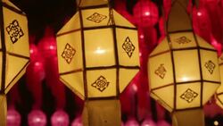 Lamp in Loi Krathong Traditional Festival in Thailand Stock Footage