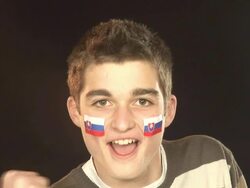 Slovakia football / sports fan - HD & PAL Stock Footage