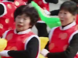 MS Villagers performing yangko dance in traditional festive folk celebration or carnival during chinese spring festival  AUDIO  / xi'an, shaanxi, china Stock Footage