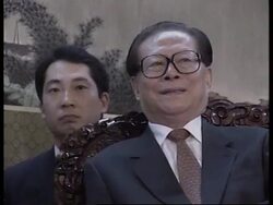 Japan-China trade meeting with Jiang Zemin in Beijing. News Clip