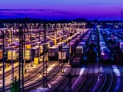 Station with sunset Stock Footage