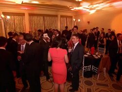 ATMOSPHERE - guests and signage at 2014 UNICEF Children's Champion Award Dinner Stock Footage