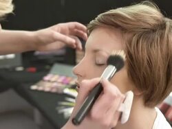 HD: Make-Up Artist Preparing Model Backstage Stock Footage