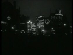 Piccadilly Circus and lights at night, London, England, UK 1937 Stock Footage