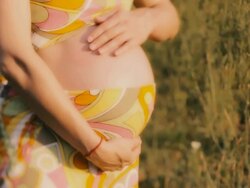 HD,Pregnant woman and landscape Stock Footage