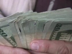 Counting cash money. Dollars in hands. Currency, finance. Stock Footage