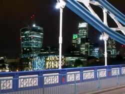 T/L View of London City skyline from Tower Bridge Stock Footage