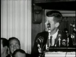 John Kennedy gives speech at Democratic National Convention. Lyndon Johnson appears with him. Stock Footage