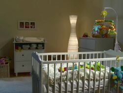 HD: Beautiful Nursery Room At Night Stock Footage