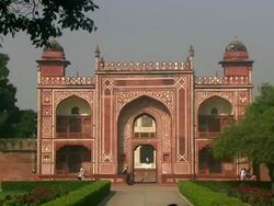 TD WS Entrance to Itmad Ud Daulah's Tomb / Agra, India Stock Footage