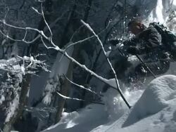 HD Super Slow-Mo: Extreme Skiing Through The Forest Stock Footage