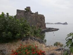 Aci Castello, view of the castle, was built in 1076 by the Normans Stock Footage