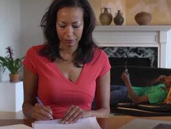 Mom Struggles with Financial Issues Stock Footage