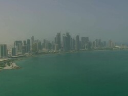 WS AERIAL View of skyscraper in city / Qatar Stock Footage