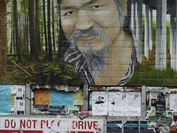 MS Wall with mural and advertisements / Seattle,Washington,USA Stock Footage