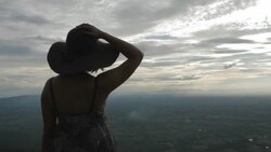 woman on the cliff Stock Footage