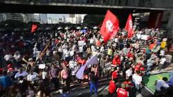 Protest against President Michel Temer Stock Footage