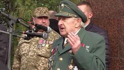 Ukrainians mark the 74th anniversary of (UPA) and the Day of Defender of Ukraine Stock Footage