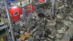 Robots operate in an automotive factory. Stock Footage