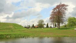 Jelling church and stones UNESCO Stock Footage