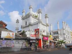 WS View of Dewatagaha Mosque (also called Shaikh Usman Waliyyullah Shrine), one of the most sacred mosques / Colombo, Western Province, Sri Lanka Stock Footage