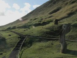 WS View of Moai statue / Rapa Nui National Park, Easter Island, Chile  Stock Footage