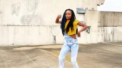 MS TS  ZI Woman dancing on rooftop of building Stock Footage
