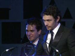 SPEECH: James Franco talks to whoever bid on the photograph, that it can be nude if they want it that way Stock Footage
