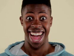 MCS man making facial expressions and waving hands Stock Footage