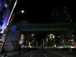 MS POV Night illumination / Akihabara, Tokyo, Japan Stock Footage