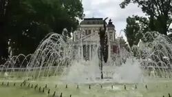 The fountain in front of the National Theatre, Sofia, Bulgaria Stock Footage