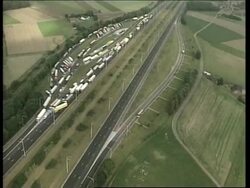 BELGIUM: FUEL PRICE PROTESTS: TRUCKS AERIALS News Clip