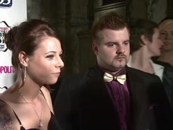Emma and Chris Barton at the Cosmo Woman of the Year Awards 2012 at Victoria & Albert Museum on October 30, 2012 in London, England (Footage by WireImage Video/Getty Images) Stock Footage