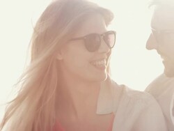 Couple in sunset Stock Footage