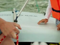 Steering A Sailboat Stock Footage