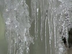 MS Melting icicles at Breitachklamm canyon in winter at AllgÃƒÂ¤u Alps / Oberstdorf, Bavaria, Germany  Stock Footage