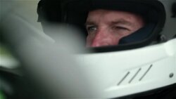 Stock-car driver's eyes focus on race Stock Footage