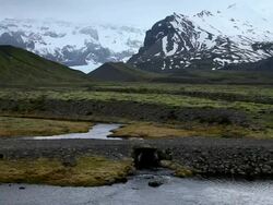 MS Shot of snow covered mountain and glacier / Iceland Stock Footage