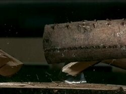 High speed, axe chopping wood Stock Footage