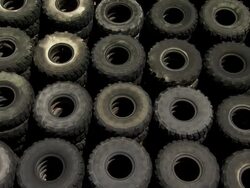 MS ZO View of plenty tires / Tucson, Arizona, United States Stock Footage