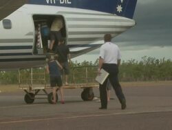 Embraer 120 Brasilia rear bagage hold, Australia Stock Footage