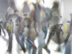 INFINITE DENSE CROWD GOING - ENDLESS WHITE SPACE: SERIES_CROWD_M8 (loopable) Stock Footage