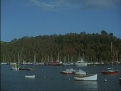 MS boats moored in Dartmouth and Kingswear yacht marina, Devon, England Stock Footage