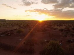 HELI Himba Village At Sunset Stock Footage