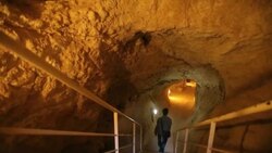 Underground Tunnels in Herodium (Herodion) archeological site  ,Judean desert/ Steady Cam Shot Stock Footage