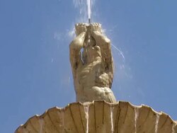 CU Figure of Triton on Top of the Residenzbrunnen on the Residenzplatz in Salzburg Stock Footage